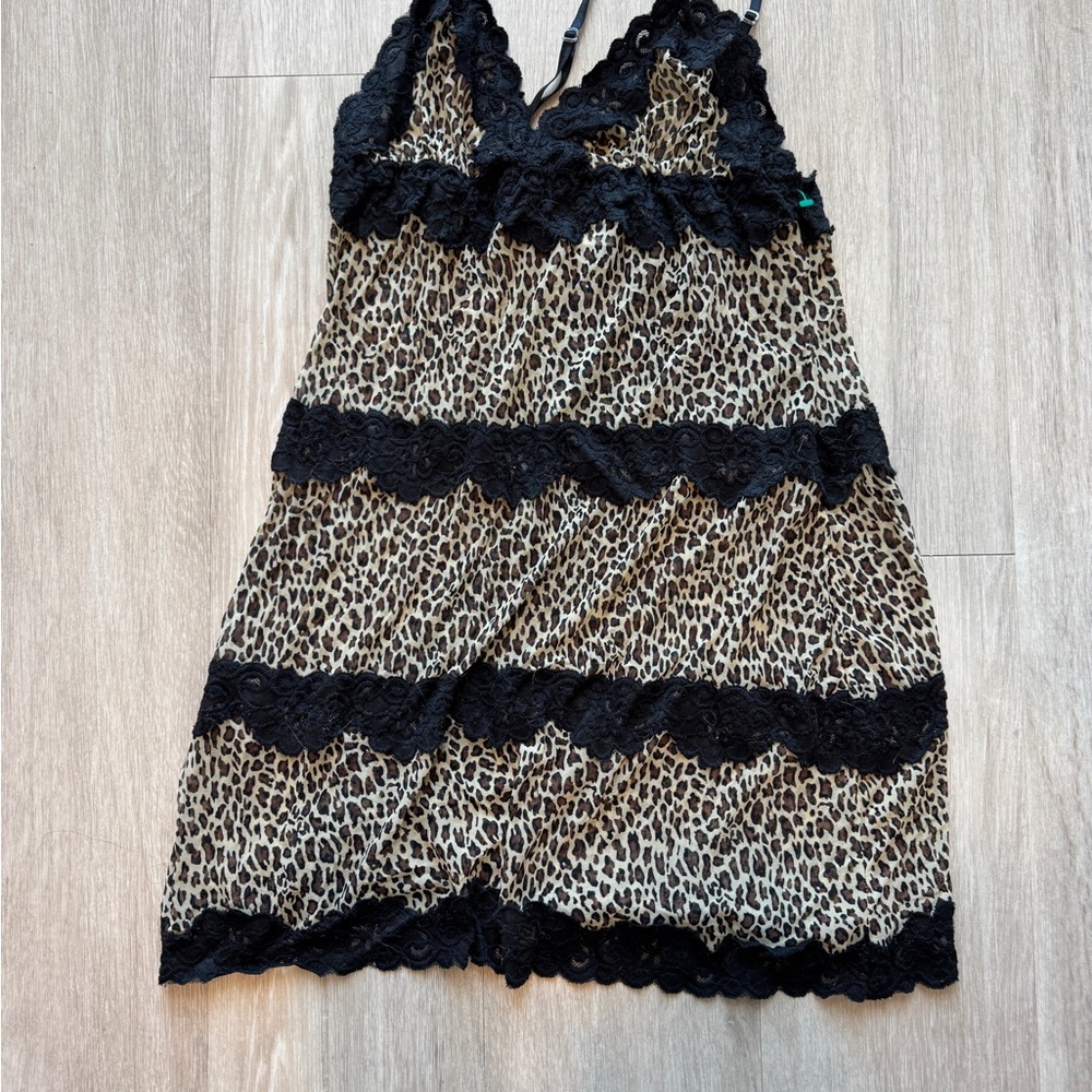 Vintage RAMPAGE Leopard Print Lace Trim Dress